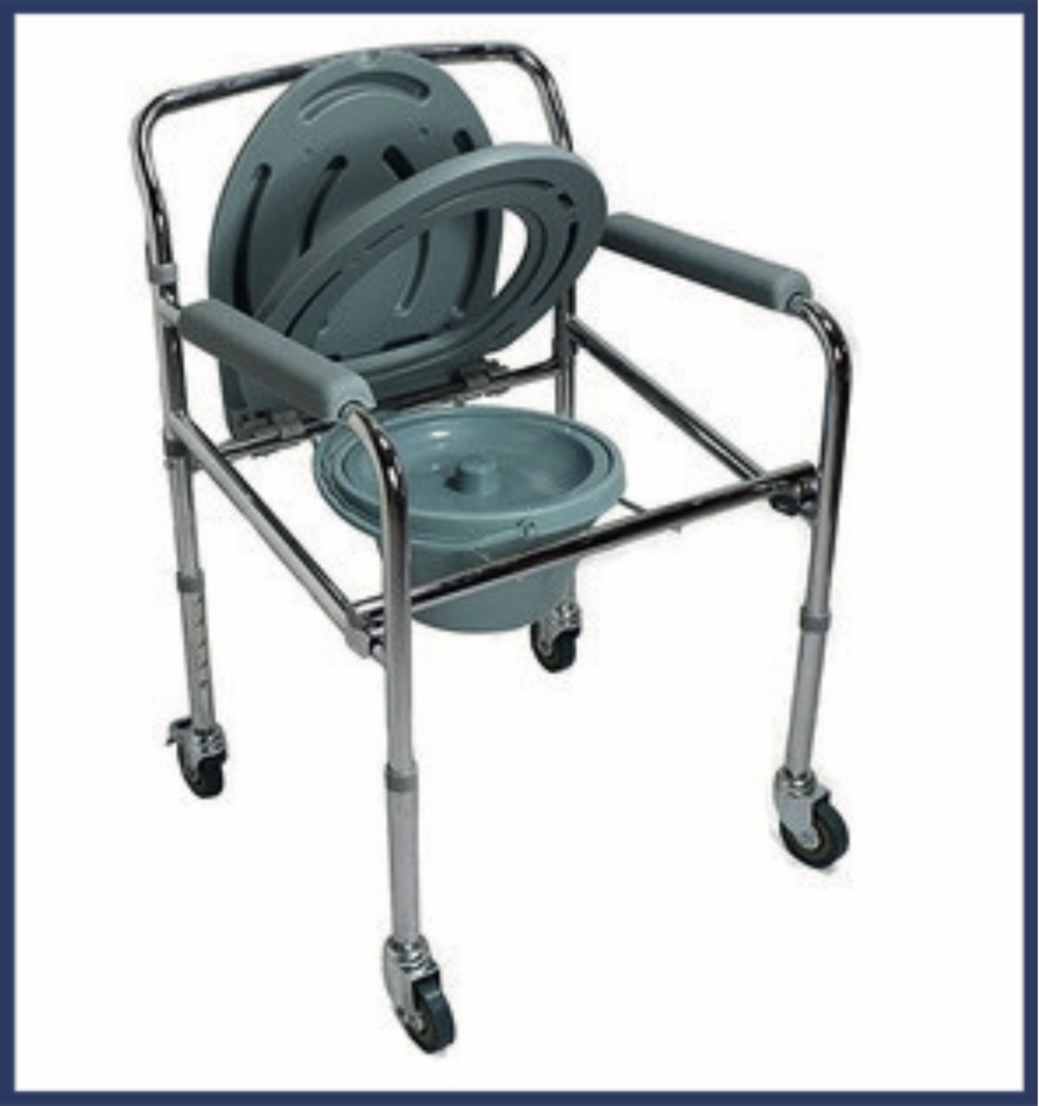Commode Chair Adj with Wheels — Scanda Enterprises, medical supplies Moosapet Hyderabad